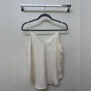 Express Elegant Cream Lace Trim Cami Top